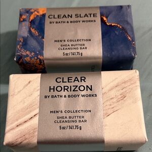 Bath & Body Works Shea Butter Cleansing Bar Set - Blue and Cream for men.